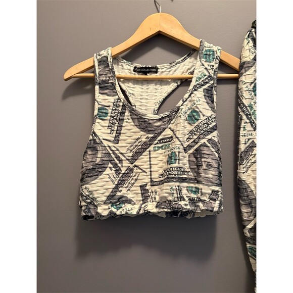 Elite Collection Workout Set Womens L Money Print Sports Bra & Leggings - Picture 2 of 6